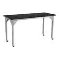 National Public Seating NPSSteel Height Adjustable Heavy Duty Table, 24 X 48 , HPL Top, Casters and Gussets, Grey Frame SLT8-2448HC